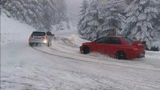 Subaru STI grb vs Evo IX snow games, Greece 2024