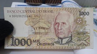 VOCÊ GUARDOU ESSA CÉDULA É VALIOSA 1000 CRUZEIROS ANO 1991 OLHA O VALOR  12 A 25 REAIS  DEUS É BOM