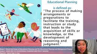 NATURE AND SCOPE OF EDUCATIONAL PLANNING and THE EDUCATIONAL PLANNING AND MANAGEMENT PROCESS||report