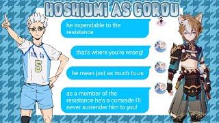 hoshiumi as gorou // haikyuu text // genshin impact skit // ep3