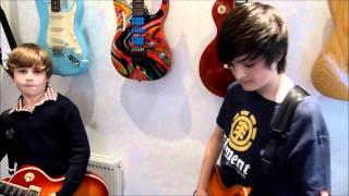 9 year old guitarist from mini band Harry jams with Callum and Henry