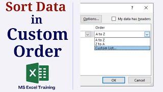 How to Sort Data in Custom Order in Excel