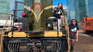 CARANDTRAIN Fans Hannah & Maud Showcasing Canadian National Railroad 4803 Locomotive GP7 Toronto, CA