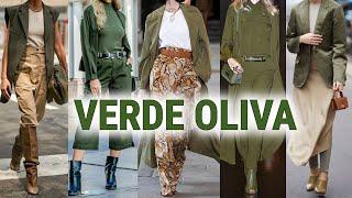 VERDE OLIVA /OUTFITS en un COLOR de Moda 2024/ 2024 otoño invierno