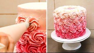 Swirl Buttercream Rosettes Cake / Torta De Rosas by CakesStepbyStep