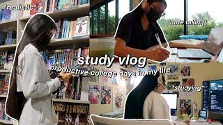 STUDY VLOG | productive college days in my life | studying, note taking & what’s in my school bag