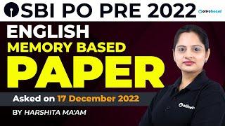 SBI PO Pre English Memory Based Paper 2022 || SBI PO Memory Based Paper 2022 || By Harshita Ma'am