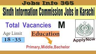 Latest Jobs in Karachi 2021 Today|Sindh Information Commission Jobs in Karachi| jobs in Karachi 2021