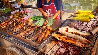 Grilled Fish Along The Canal  |  Thai street food  Bangkok | food around me