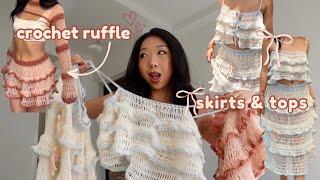 crocheting coquette ruffle skirts & tops ⋆𐙚₊ (with written pattern)