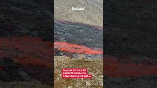 MAGMA DE VULCÃO DERRETE PEDRA EM SEGUNDOS NA ISLÂNDIA