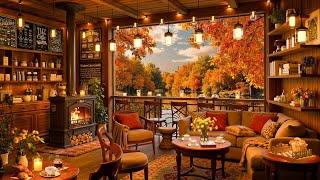 Rainy Autumn Cafe with Smooth Jazz Background Music and Rain Sounds for Relaxation, Work & Study