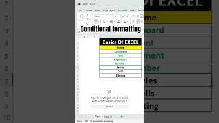 Excel Basics-#excel Conditional Formatting