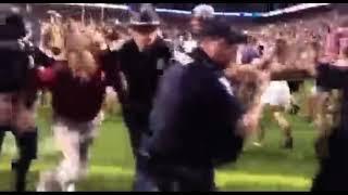 Nick Saban almost trips as Texas A&M fans rush the field