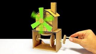 How to Make a Automata Windmill From Cardboard |  วิธีทำกังหันลมหมุนได้