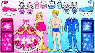 [paper diy] Pink Vs Blue Pregnant Mother & Daughter Decor Twins Room| Rapunzel Compilation 놀이 종이