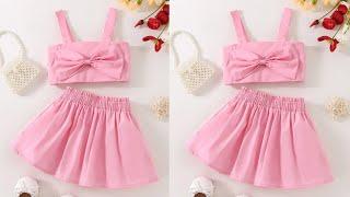 Baby Bow Front Cami Top With Paperbag Waist Skirt Cutting and Stitching/3-4 Year Old Baby Dress