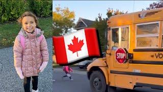 AS MENINAS COMEÇARAM NA ESCOLA NO CANADÁ PRIMEIRO DIA DE AULA DA NO CANADÁ