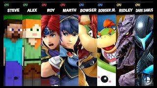 Steve and Alex VS Roy and Marth VS Bowser and Bowser Jr. VS Ridley and Dark Samus Smash Ultimate