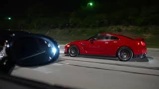 Nissan GTR vs Hellcat Challenger Roll Race!