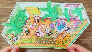 (ASMR) DIY a large  Panda Flower Garden 3D Stickers | Satisfying Relaxing Video #diy #asmr