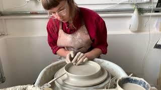 Throwing a straight rimmed plate on the pottery wheel | MAE CERAMICS