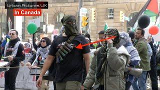 Pro-Palestine protesters in Toronto accused of wearing ‘fake SUICIDE VESTS’ during rally