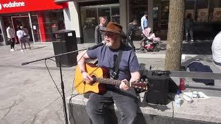 Johnny Larsen sings The Joker by the Steve Miller Band in Church Street Liverpool