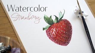 How to paint a juicy strawberry  watercolor painting tutorial