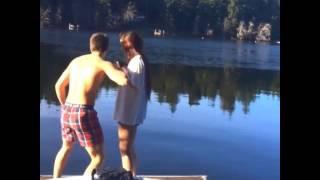 Billy Unger & Angela Moreno jump into frozen lake