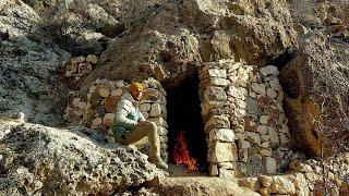 Building a COZY DUGOUT With a Fireplace That Will Last for Years, Bushcraft Camping Nature Adventure