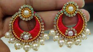 How To Make Silk Thread Bridal Pearls Earrings | Chandbaali Earrings |Karwa Chauth Special |