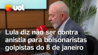 Lula diz não ser contra anistia de bolsonaristas presos pelo 8/1, mas prefere não 'precipitar'