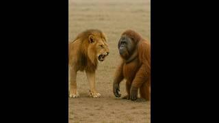 A lion hunts an orangutan  #lion #animals #wildlifeentertainment