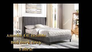 Amelia 4ft 6inch Bed Frame Dark Grey Fabric/ Double Bed Frame