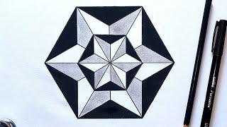 Simple Geometry Pattern Drawing in Hexagon || Easy Hexagon Geometric Pattern Art || @learnart