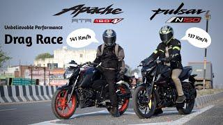 Bajaj Pulsar N150 Vs Apache RTR 160 4V | Drag Race