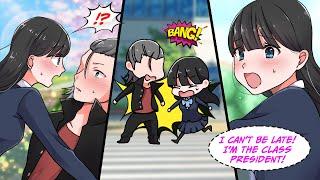 [Manga Dub] The perfect class president is running late and runs into a delinquent...!? [RomCom]