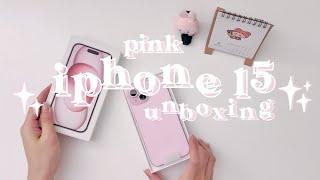 pink iphone 15 unboxing & customization  | aesthetic & simple