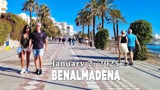 Benalmadena January 2, 2025 Beach Promenade Walk Costa del Sol Spain [4K]