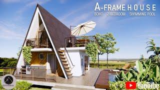 A-FRAME | SMALL MODERN TROPICAL HOUSE | TINY HOUSE DESIGN | BOHO - BOHEMIAN INTERIORS | Q Architect