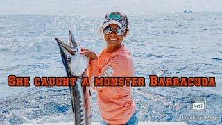 Two monster Barracudas caught aboard the Lady Pamela 2