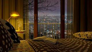  Cozy Bedroom Ambience - Night City View and Rain - 8 Hours Relaxation and Sleep