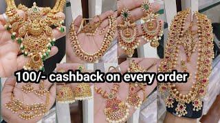 100/- cashback on every order one gram gold jewellery in wholesale with price DM:-6300863457