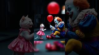 Creepy Clown Kidnapped Cute Kitten    #cat #aicat #funny #sad #catvideos