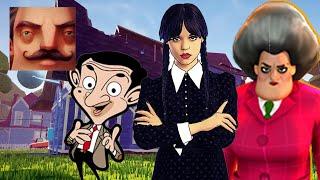 Hello Neighbor - New Secret Neighbor Alien Mr Bean Scary Teacher Wednesday Addams Gameplay