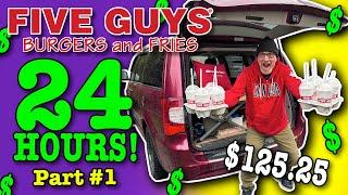 ️ Eating at Five Guys Burger & Fries  for 24 HOURS ️ Stealth Camping  Part 1