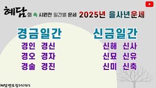 2025년 을사년 일간별운세 (경금일간/ 신금일간) 혜담멘토링HOWS