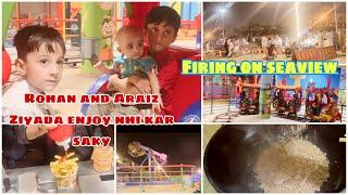 Sea view par firing part 2 | play land with kids| Araiz and Rohan ne bht enjoy kiya #vlog#karachi