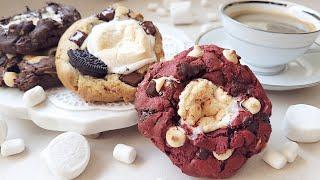 S`mores Cookies | 3 Flavors Chocolate Chip Cookies With Marshmallow | Red Velvet And Chocolate